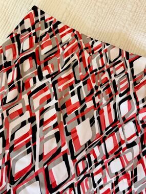 Kasper Geometric Pencil Skirt Size 8 Red Black Retro Office Corporate Chic Mod